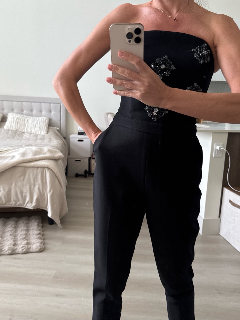 Ted Baker Black Strapless Embellished Jumpsuit - Picture 7 of 14